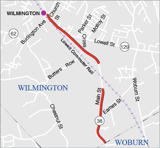 Wilmington: Reconstruction on Route 38 (Main Street), from Route 62 to the Woburn City Line Wilmington: Reconstruction on Route 38 (Main Street), from Route 62 to the Woburn City Line